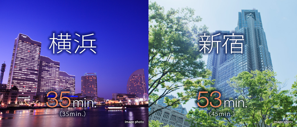 横浜35min、新宿53min